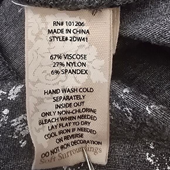 Soft Surroundings Gray Silver Leaf Design Athletic Women's Leggings S - Picture 5 of 5